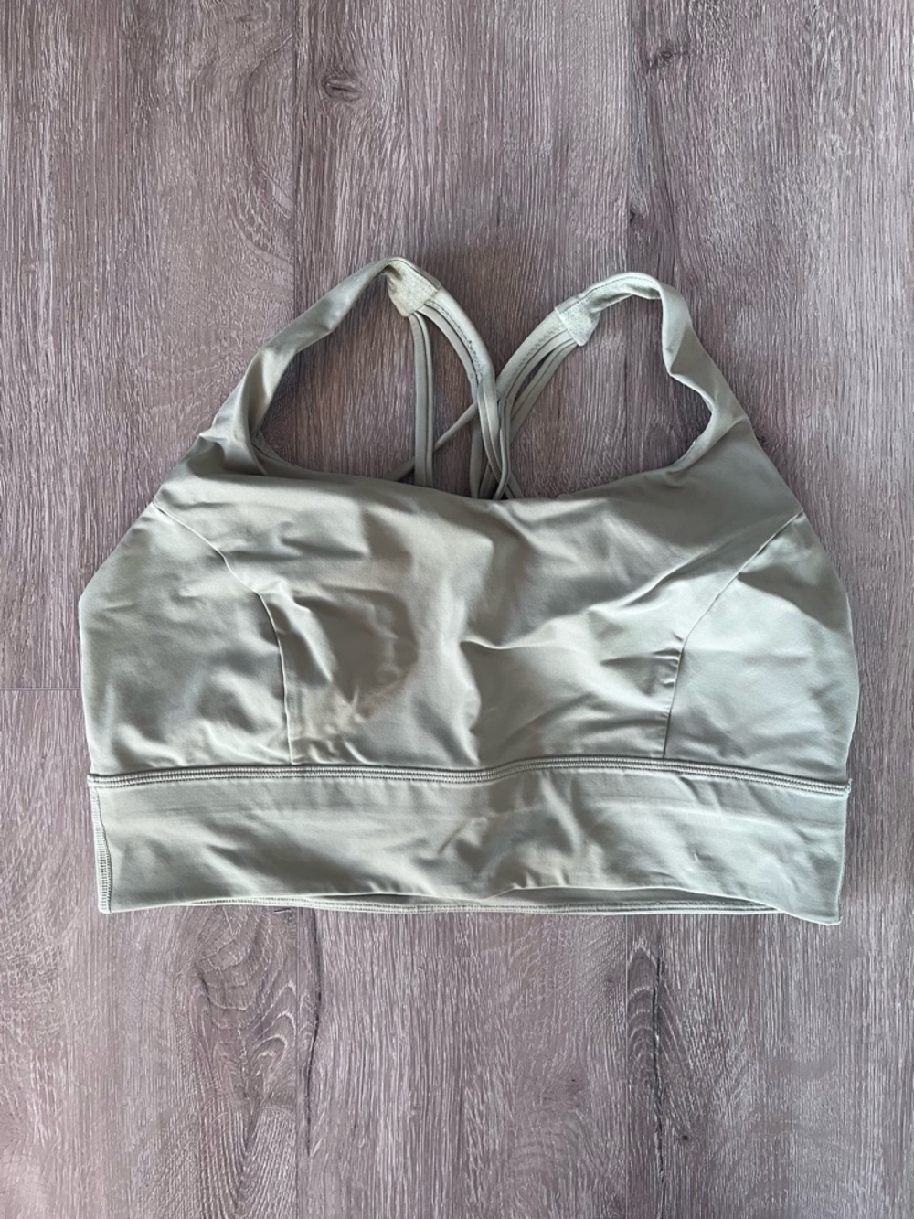 Lululemon LightSage Green Strappy Sports Bra Size 14